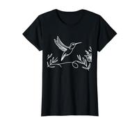 Hummingbird Line Art Birdwatcher Value Graphic T-Shirt, Women, Black, L
