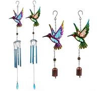 Hummingbird Metal Wind Chime with Bell for Garden and For Home Decoration, Easy to Hang Outdoor Indoor Metal Ornament with S Hook (B)