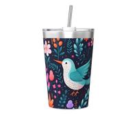 Hummingbird Motif Printing conical Straw Thermos Cup, Insulated Straw Cup, Perfect for Gym use or Taking with You