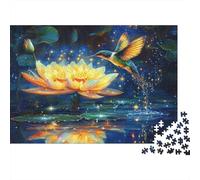 Hummingbird near Lotus Jigsaw Puzzles Puzzles for Adults Kids. 1000 Pieces Interesting Impossible Challenge Toy Educational Game Home Decoration for Educational Games Gifts 70x50cm/1000pcs