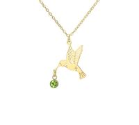 Hummingbird Necklace Cute Bird Wings Green Birthstone Pendant Memorial Jewelry Baptism Gift for Women Animal Lovers (gold)