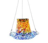 Hummingbird Nectar Station - Solar Garden Bird Feeder, Stained Glass Water Bowl, Outdoor Art Ornament, Outdoor Drinker for Wildlife on Patio, Leakproof Solar Hummingbird Feeder