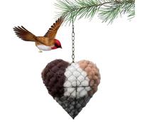 Hummingbird Nesting Material Holder - 18 x 20 cm, Handmade Fiber Bird Nesting Heart, Natural Alpaca Wool Bird Material Holder, for Outside, Nesting House Design, Two Seasons Outdoor Protection