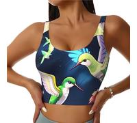 Hummingbird Night Sh Patterned Women'S Athletic Tank Top Fitness Tank Top Exercise Clothing Dancewear U Shape Designs S Black