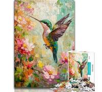 Hummingbird Oil Painting 1000 Piece Jigsaw Puzzle for Adults Teens,Stress Reliever Difficult Challenge Deal As Gifts for The Whole Family (38x26cm)