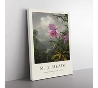 Hummingbird On The Orchid Plant By Martin Johnson Heade Exhibition Museum Painting Canvas Wall Art Print Ready to Hang, Framed Picture for Living Room Bedroom Home Office Décor, 60x40 cm (24x16 Inch)