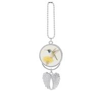 Hummingbird Orange Flower Car Rear View Mirror Pendant Silver Angel Wings Rearview Mirror Hanging Accessories Cute Car Hanging Ornament Personalized Cars Rearview Mirrors Charms for Women Men