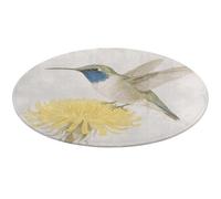 Hummingbird Orange Flower Round Area Rug Non Slip Backing Doormat Water Absorbent Plush Throw Low-Pile Non-Slip Floor Mat Carpet for Living Room Bedroom Entryway Nursery Room 80 * 80cm