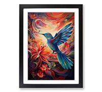 Hummingbird Orphism No.2 Framed Print | A2 Black Framed Wall Art | Ready to Hang | Modern Nature Picture | Living Room Bedroom Lounge Office