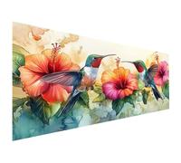 Hummingbird Paint by Numbers Orchid Adult Paint by Numbers Canvas Kits, Paint-by-Numbers 40X100cm, DIY Color Oil Painting Acrylic Paints, Without Frame, Room Decor, Christmas Decorations Gift L6-186