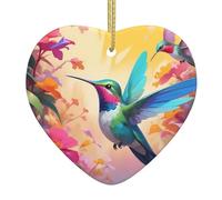 Hummingbird Patterned Heart-Shaped Ceramic Pendants Create a Warm Atmosphere for Homes, Parties, and Gifts.