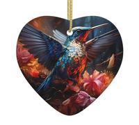 Hummingbird Patterned Heart-Shaped Ceramic Pendants Create a Warm Atmosphere for Homes, Parties, and Gifts.