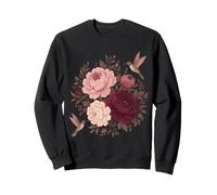 Hummingbird Peonies Bouquet Botanical Garden Floral Sweatshirt