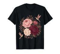 Hummingbird Peonies Bouquet Botanical Garden Floral T-Shirt