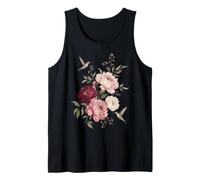 Hummingbird Peonies Floral Botanical Garden Nature Tank Top
