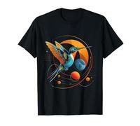 Hummingbird Planets Geometric Fantasy Animal Art Bird T-Shirt