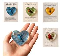 Hummingbird Pocket Hug,A Pocket Hug - Heart-Shaped Memorial Token,Bee Pockets Hugs,Mini Acrylic HugS Token with Encouragement Card,Sympathy Keepsake for Remembrance,for Friends Family and Loved Ones