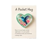 Hummingbird Pocket Hug, Heart-Shaped Memorial Token with Comfort Card, Sympathy Keepsake for Remembrance, Encouragement Gift for Friends and Loved Ones (Green)