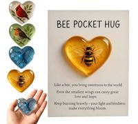 Hummingbird Pocket Hug - Heart-Shaped Memorial Token with Sympathy Card,A Pocket Hug - Mini Acrylic Hugs Token with Encouragement Card,Bee Pockets Hugs,Sympathy Keepsake Gift for Friends & Family
