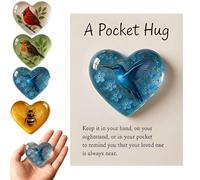 Hummingbird Pocket Hug - Heart-Shaped Memorial Token with Sympathy Card,A Pocket Hug - Mini Acrylic Hugs Token with Encouragement Card,Bee Pockets Hugs,Sympathy Keepsake Gift for Friends & Family