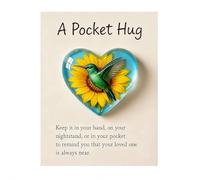 Hummingbird Pocket Hug, Mini Acrylic Comfort Token with Encouragement Card, Small Keepsake Gift for Friends, Family, Long Distance, Sympathy, Christmas Party Favor