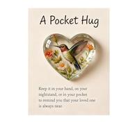Hummingbird Pocket Hug,Mini Acrylic Heart-Shaped Memorial Token with Sympathy Keepsake Sympathy Card,Cute Hummingbird Heart