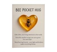 Hummingbird Pocket Hug, Mini Resin Pockets Hummingbird Hugs Heart with Encouragement Cards, Cute Heart Hummingbirds Cardinal Bees Ornaments for Friends, Family (Yellow 1pcs)