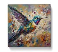 Hummingbird Post-Impressionism Canvas Print | Gallery Wrapped 30mm Frame Wall Art | 20x20 inches | Ready to Hang | Impressionist Picture | Living Room Bedroom Lounge Office