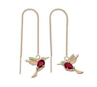 Hummingbird Pull Through Threader Earriings | Hummingbird Wing Earrinngs With Smooth | Durable Pull Through Threader Earrings Long Chain Drop Earrings