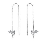 Hummingbird Pull Through Threader Earrings 925 Sterling Silver Long Piercing Tassel Drop Dangle Ear Line Eardrop Earrings Origami Jewellery Birthday Gifts for Women (Hummingbird)