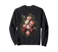 Hummingbird Ranunculus Floral Pink Botanical Garden Sweatshirt
