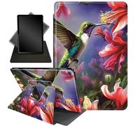 Hummingbird Red Flower Case for iPad Pro 11 Inch 2024, 360 Rotating Stand Smart Protective Cover