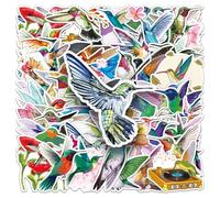 Hummingbird Scrapbook Stickers 50PCS Watercolour Bird Designs for Journals Laptops Water Bottles, Colourful Wildlife Aesthetic Decoration Pack for Teens Adults Craft Use