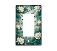 Hummingbird Single Rocker Light Switch Cover, Nature Floral Water Lily Leaf Spring Green Plastic Standard Size Switch Plate Decorative for Home Living Room Bedroom Bathroom Decor