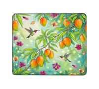 Hummingbird Small Mouse Pad, Tropical Nature Mango Orchid Summer Green Square Rubber Smooth Portable Mini Desk Mousepad Desk Accessories for Gaming Computer Laptop Square 8x10 Inch