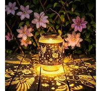Hummingbird Solar Lantern Garden Ornaments Outdoor, Waterproof Hanging Garden Solar Lights Outside, Metal Hummingbird Light for Patio Lawn Yard Decorations, Birthday Presents for Women Mum Grandma