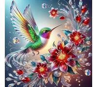 Hummingbird Stamped Cross Stitch Kits - Flowers Needlepoint Counted Cross Stitch Kits for Beginners Adults Flowers Patterns Dimensions Needlecrafts Embroidery Kits Arts and Crafts