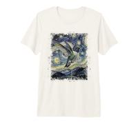 Hummingbird Starry Night Art Painting Bird Lover Van Gogh Premium T-Shirt