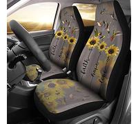 Hummingbird Sunflower Faith Hope Love 2 Pcs Car Seat Cover Fashion Bucket Seats Covers Soft Car Seat Protector Universal Fit Sedan Mpv Truck