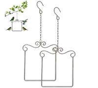 Hummingbird Swaying on Its Perch Metal Swing, Hummingbird Swing Perch Outdoor with S Hooks, Metal Frame Wooden Dowel for Bird Feeder Tree Branch Garden Patio Decor (Silver 2Pcs)