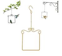 Hummingbird Swaying on Its Perch Metal Swing Set with S Hooks, Outdoor Hummingbird Swing Perch for Bird Feeder Tree Branch Garden Patio Balcony Bird Watching Decor, Iron Frame Rest Bar (#Gold)