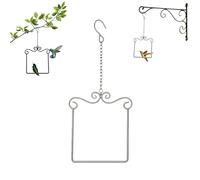 Hummingbird Swaying on Its Perch Metal Swing Set with S Hooks - Outdoor Hummingbird Swing Perch for Bird Feeder, Tree Branch, Garden, Patio & Balcony, Iron Frame Rest Bar Bird Watching Decor (Silver)