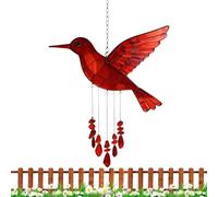 Hummingbird Themed Wind Chimes Outdoor - Decorative Red Acrylic Flat Ornaments Mobile Birds for Porch Yard Patio Garden Mother Women Father