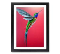 Hummingbird Traditional Framed Wall Art Print A2 Black | Ready to Hang, Premium Gi Paper, Fade-Resistant Inks, Securely Packaged, UK Made