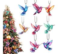 Hummingbird Tree Pendant, Decorative Hangable Decorations, Professional Animal Charm 8x8x0.4cm for Hummingbird Lovers Seasonal Decor 2D Flat Keychain Bird Watching Garden Ornament Gift Modern