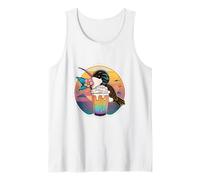 Hummingbird Tropical Drink Sunset Beach Mountain Scene Tank Top