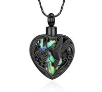 Hummingbird Urn Necklace for Ashes Heart Cremation Necklace for Ash Abalone Shel Memorial Keepsake Pendant with Funnel Filler Cremation Jewelry Gifts for Women Lost Loved One