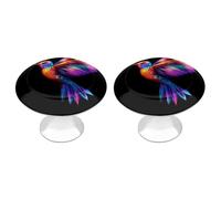 Hummingbird Watercolor Cabinet Knobs Stainless Steel Round Drawer Pulls for Wardrob Doorknob