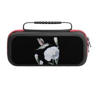 Hummingbird White Carnation Flower Carrying Case Compatible with Switch Accessories Holds 20 Game Cartridge