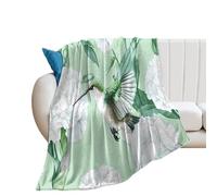 Hummingbird White Carnation Flowers Lightweight Blanket Throw Warm Flannel Blankets Soft Throws for Sofa Bed Couch